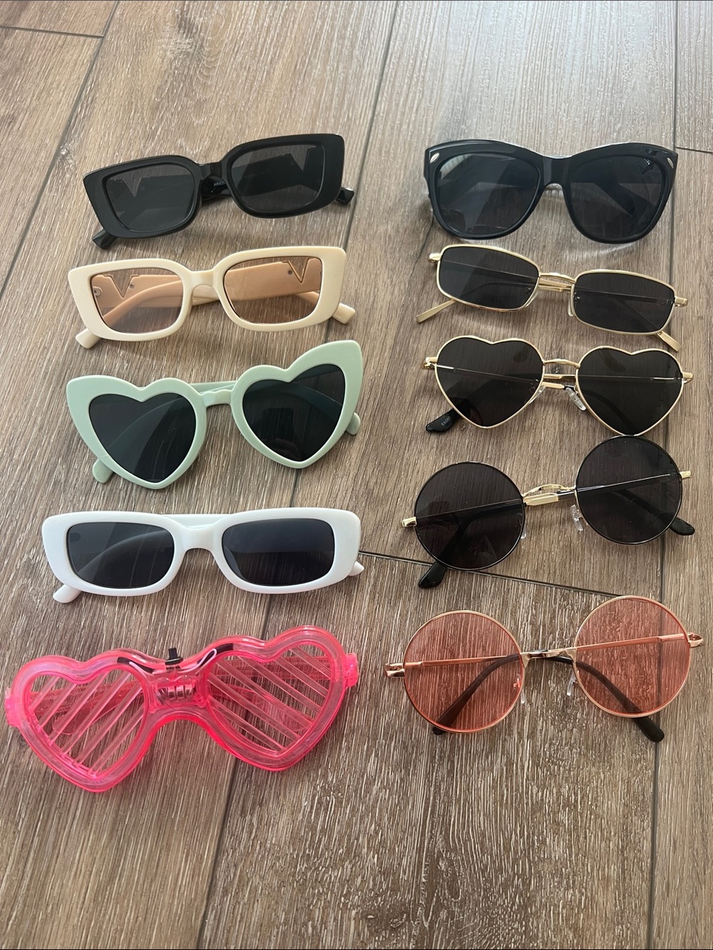 Mixed Fashion Sunglasses Lot - Black, White, Pink, Mint, Gold, Brown